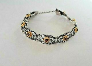 Rare K.  Faberge Design Imperial Russian 84 Silver Bracelet With 56 Gold & Garnets