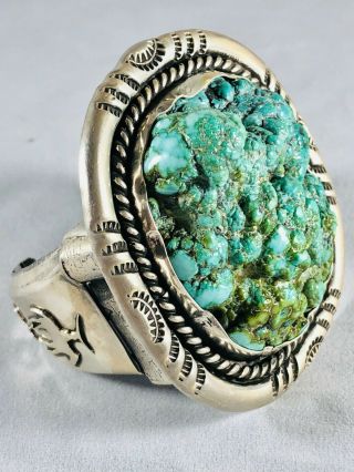 Navajo Vintage Handmade Turquoise Sterling Silver Cuff Bracelet 3