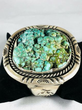Navajo Vintage Handmade Turquoise Sterling Silver Cuff Bracelet 8