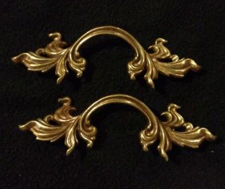 2 Vtg French Provincial Drawer Pulls 3 " Bore Keeler Brass Company N4576