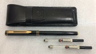 Vintage Waterman Ideal 18k Gold Fine Nib Fountain Pen With Converter & Pen Case