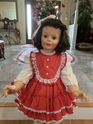 Vintage Ideal 35/36” Brunette Curly Top Patti Playpal Doll 2