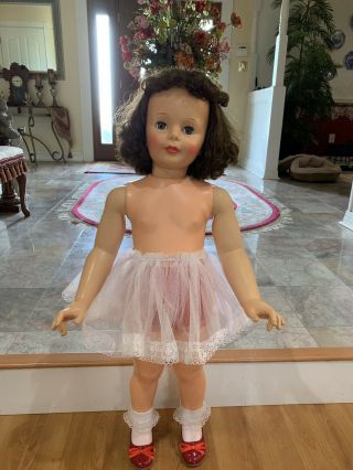 Vintage Ideal 35/36” Brunette Curly Top Patti Playpal Doll 7