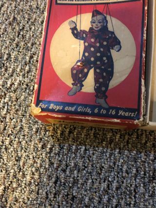 Vintage Hazelle ' s Marionette Puppet 801 Teto The Clown W/ Box 1950s 7