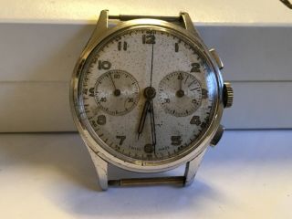 Vintage Rattrapante Chronograph Military Watch Valjoux 7750 Swiss Made 40s 12