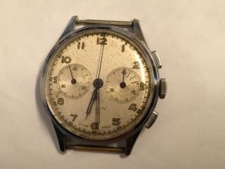 Vintage Rattrapante Chronograph Military Watch Valjoux 7750 Swiss Made 40s