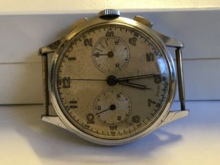 Vintage Rattrapante Chronograph Military Watch Valjoux 7750 Swiss Made 40s 7
