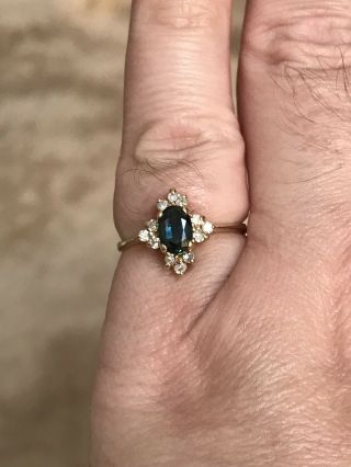 Vintage 1993 Sapphire And Diamond Engagement Ring Set In 14k Yellow Gold