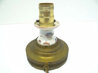 Antique Old Brass Metal Porcelain Electric Hand Painted Table Lamp Light 4