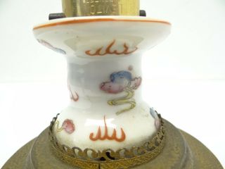 Antique Old Brass Metal Porcelain Electric Hand Painted Table Lamp Light 5
