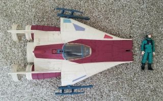 Vintage Star Wars 1985 A - Wing Fighter With Pilot