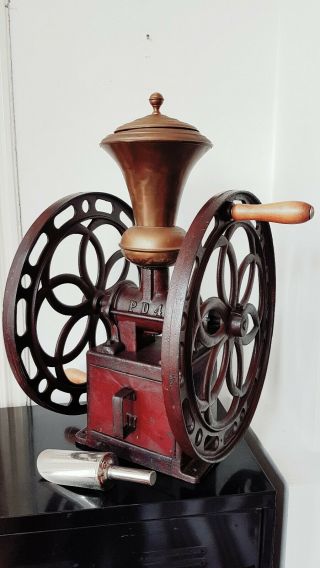 Rare Antique Industrial Double Balance Wheel Peter Dienes 4 Coffee Grinder