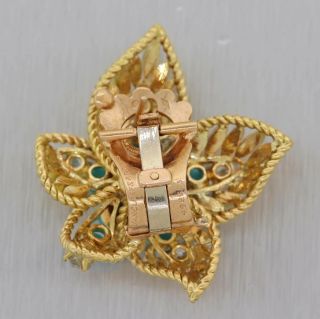 Vintage Van Cleef & Arpels 18k Gold Diamond Turquoise Maple Leaf Single Earring 2