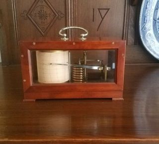 Vintage Recording Barometer In Wood Case Made In Germany