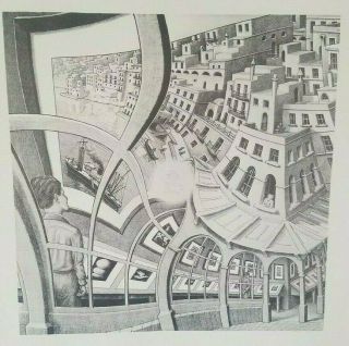 M.  C.  Escher 3/47 Signed Art Print Poster 1956 Limited Edition Vintage