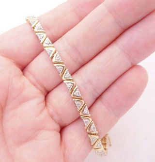9ct Gold 41 Stone Diamond Bracelet,  Vintage 9k 375