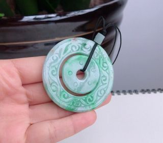 100 natural jade A goods hand - carved light green peace buckle pendant 914 2