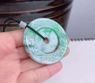 100 natural jade A goods hand - carved light green peace buckle pendant 914 3