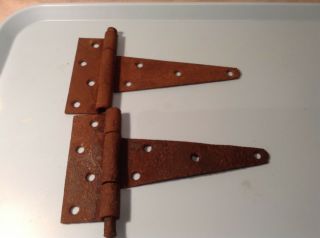 Shed Barn Door T - Strap Hinges - Set Of 2 - 8 " Rusty & Grungy