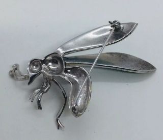 Antique Art Deco Sterling Silver Enamel Marcasite Hornet Bee Bug Pin 6