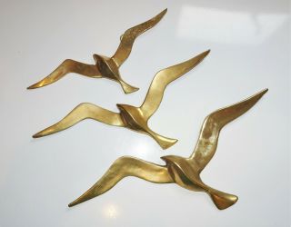 Vintage Brass Flying Birds Set Of 3