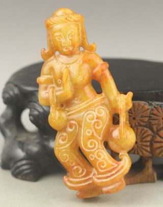 Chinese Old Natural Jade Hand - Carved Buddha Guanyin Statue