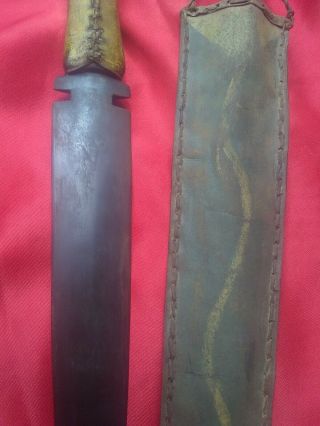 Early Antique 19th C Native American Indian Dag Knife & Parfleche Hide Sheath 4