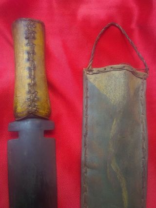 Early Antique 19th C Native American Indian Dag Knife & Parfleche Hide Sheath 5