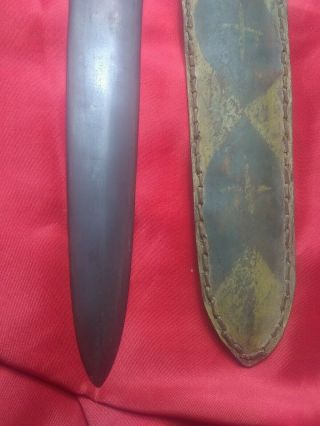 Early Antique 19th C Native American Indian Dag Knife & Parfleche Hide Sheath 7