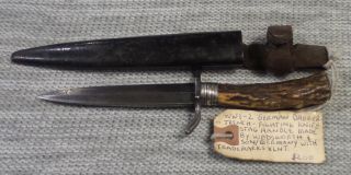 Ww1 Ww2 German Dagger Trench Fighting Knife Stag Handle Wadsworth 1905 - 1922
