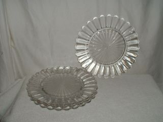 4 Vintage Heisey Crystolite 10 1/2 " Dinner Plates W/center Rays
