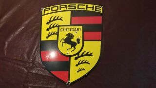 Vintage Porsche Porcelain Stuttgart Auto Gas 911 Service Station Dealership Sign