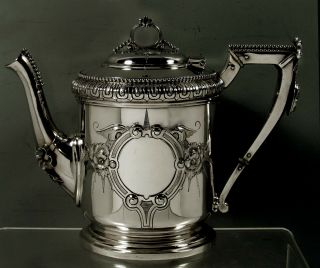 Wood & Hughes Silver Coffee Pot c1860 Medallion - No Mono 3