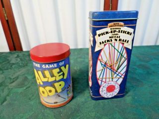 1937 The Game Of Alley Oop & Pick - Up - Sticks & Jacks & Ball W/metal Tin