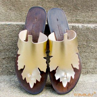 Ancient Greek Premium Leather Gold Grape Leaf Sandals Handcrafted By Tsavalas