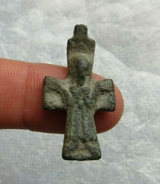 Ancient Byzantine Bronze Cross Amulet 700 - 800 Ad