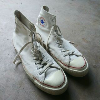 Vtg 60s Converse Chuck Taylor All Stars Sz 10.  5 Blue Label Made In Usa White