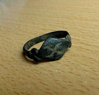 Ancient Roman Legionary Bronze Ring With " Leg X " - Detector Find