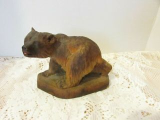 Henning Hand Carved Wood Bear Figure Signed Henning Carved By Hand