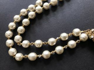 Sign Miriam Haskell Large Baroque Pearls Rhinestone Necklace Jewelry 32” Long 6