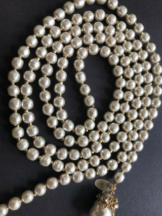 Sign Miriam Haskell Large Baroque Pearls Rhinestone Necklace Jewelry 47” Long 4