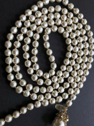 Sign Miriam Haskell Large Baroque Pearls Rhinestone Necklace Jewelry 47” Long 5