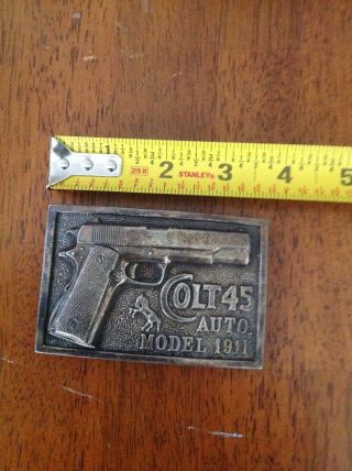 Vintage Sterling Silver Colt 45 Auto Model 1911 Belt Buckle By Adina,  Rare