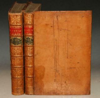 Hutchins History & Antiquities Of County Of Dorset 2 Vols Fine Binding 1774 1st