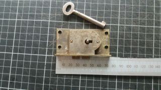 Antique Brass Cupboard - Cabinet Drawer Lock 75mm - 1 Key (334)