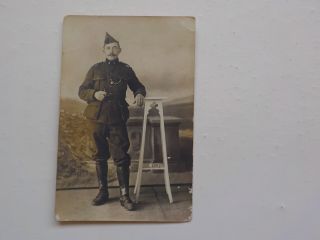 Wwi Photo Postcard French Soldier Pipe In Hand Photograph Vtg Post Card War Ww1