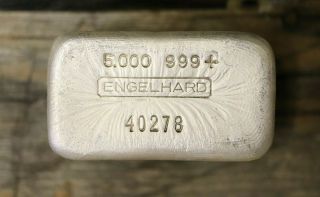 ENGELHARD 5 OZ Silver Bar 999,  Fine Scarce 4th Series 2500 Mintage Vintage RARE 5