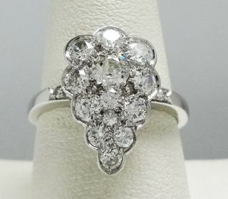 Ladies Antique 14k White Gold Diamond Ring 1.  2 Carats.