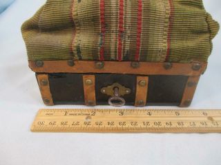 Antique French Bisque Bebe Doll ' s Sac du Voyage Suitcase Orig.  Key & Label 5 