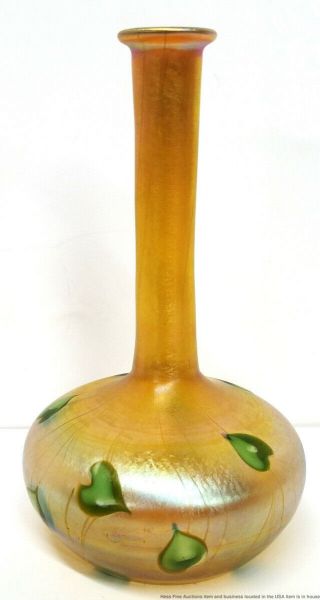 Louis Comfort Tiffany Antique Favrile Iridescent Aurene Ivy Leaf Bud Vase 8767 2